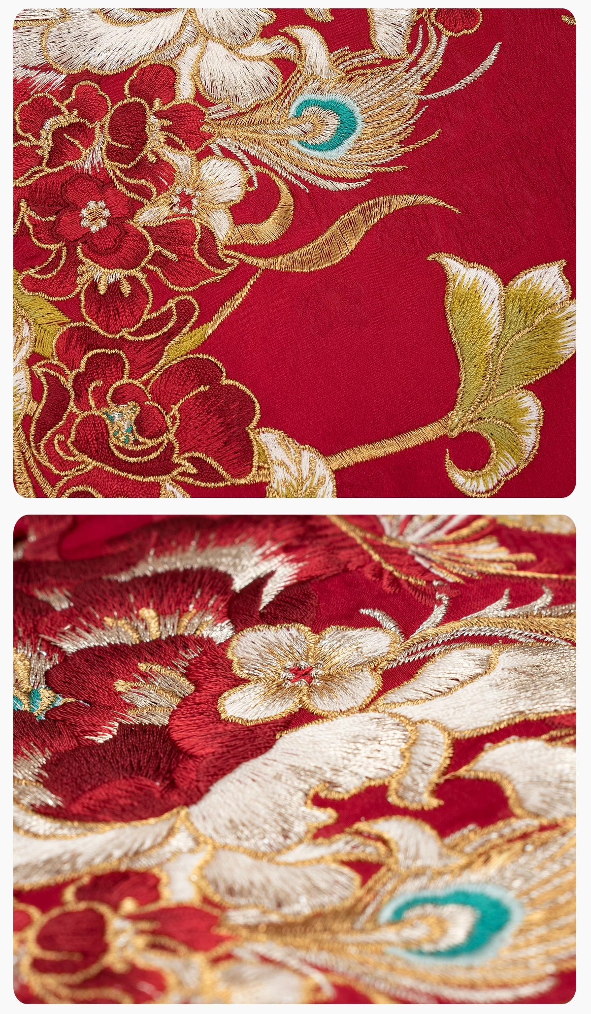 Women Modern 2-Piece Wedding Qipao Set Silk-Blend Embroidered | HANFUBAO