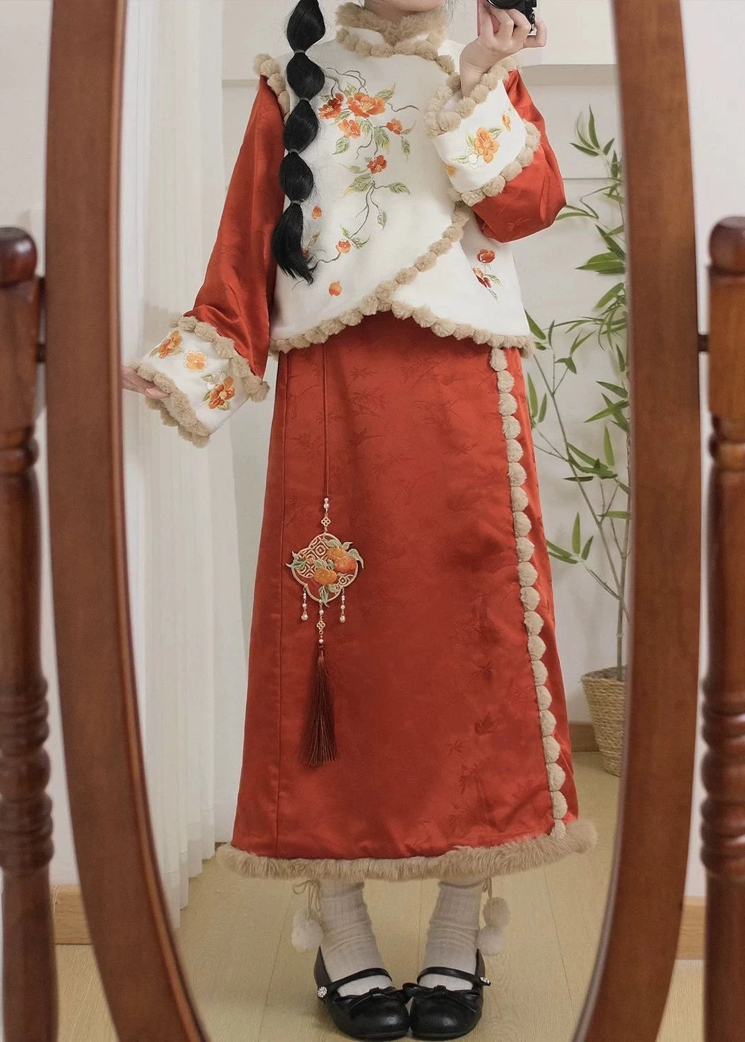 Women Modern Plus Size Hanfu Set Persimmon Pattern  | HANFUBAO