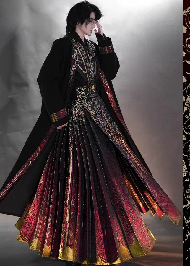 Unisex 4-Piece Modern Hanfu Ma Mian Skirt Set, 100%  Daily Wear | HANFUBAO