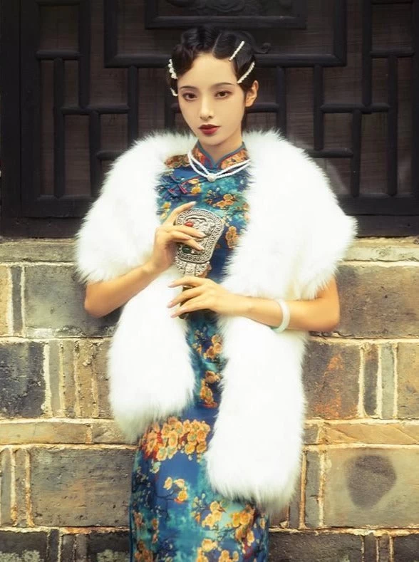 Women's Ivory Faux Fur Shawl Warm Winter Wedding Wrap Plus Size | HANFUBAO