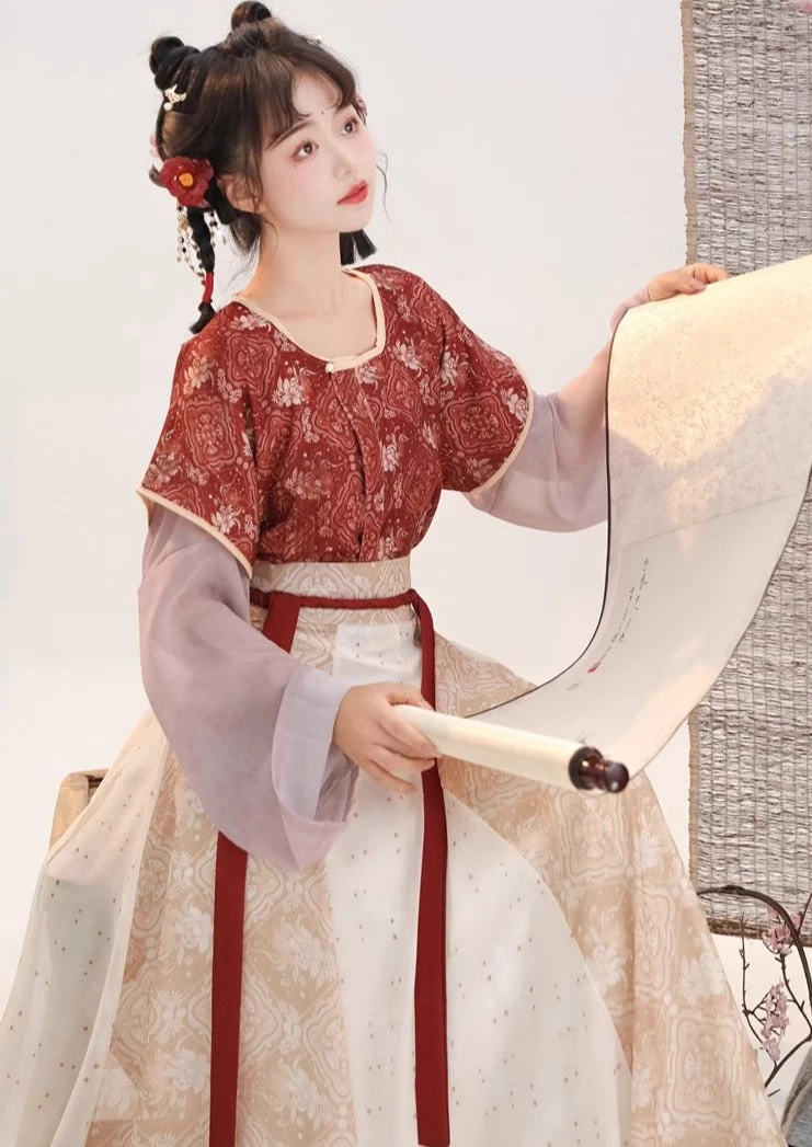 Women Modern Hanfu 3pc Artificial Silk Blend Set | Tang Spring HANFUBAO