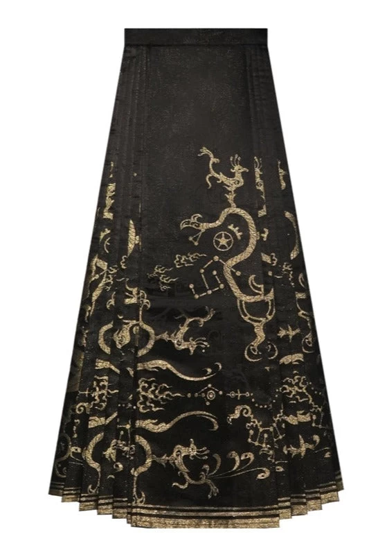 Unisex Modern Hanfu  Ma Mian Skirt Three Stars Pattern | HANFUBAO