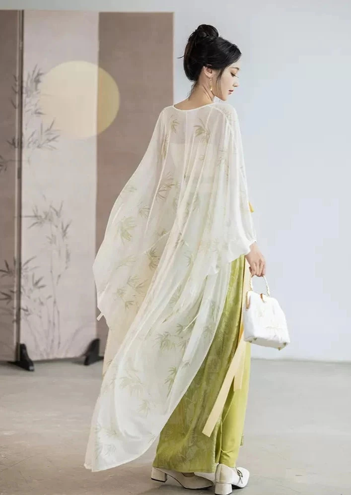 Women Modern 3-Piece Daily Hanfu Set, Artificial Cotton Blend | HANFUBAO