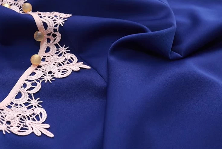 Women Acetate Satin Modern Hanfu Qipao Dress Sapphire Blue | HANFUBAO