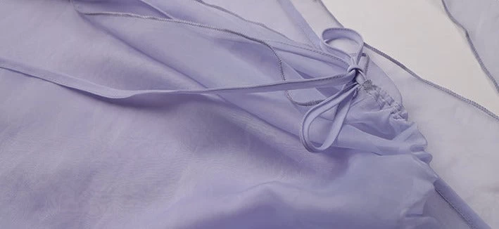 Women’s Artificial Silk Modern Hanfu 3-Piece Set Purple Wisteria | HANFUBAO