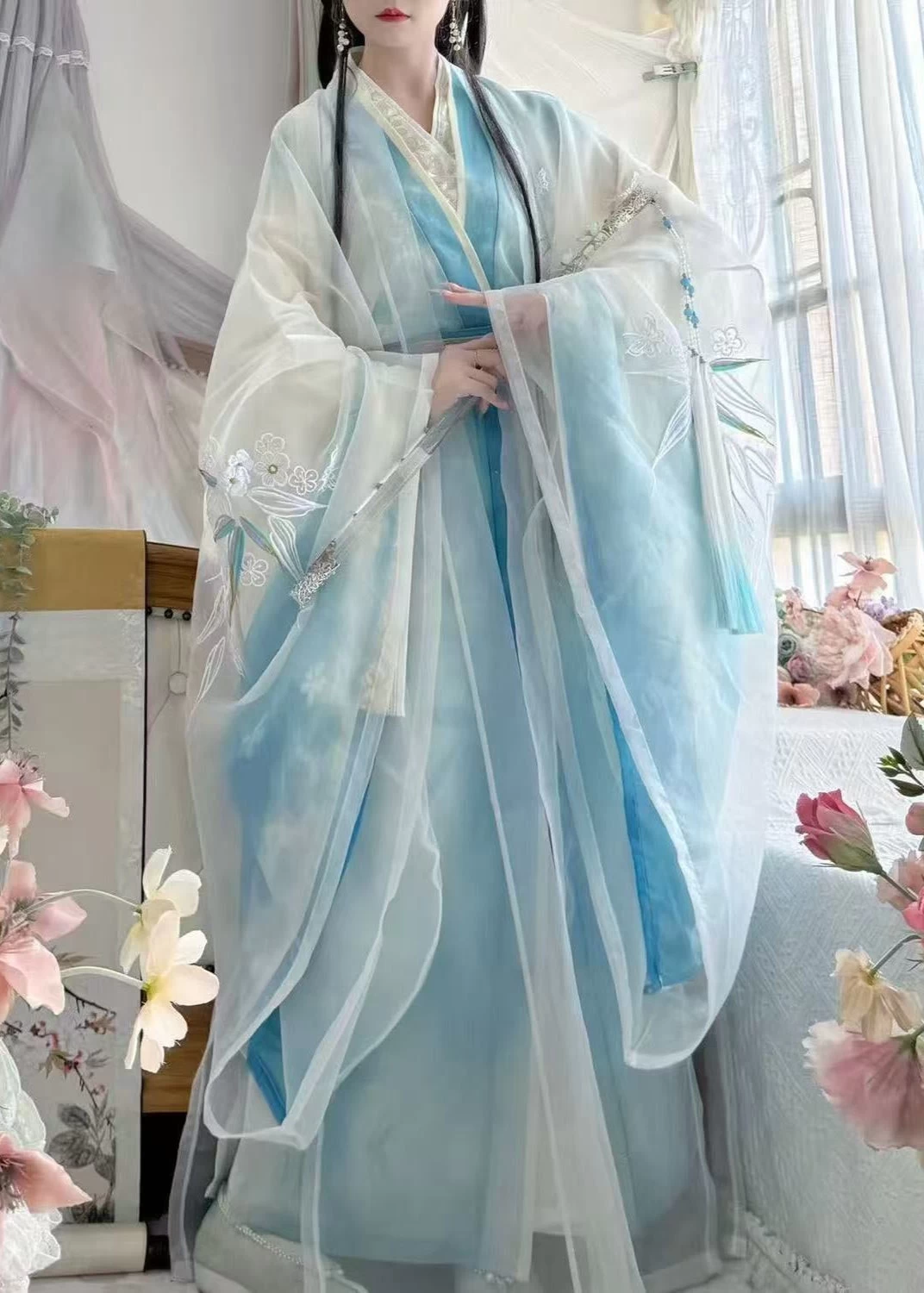 Women’s Plus Size 4-Piece Chiffon Daily Hanfu Set (Luoshen Fu) | HANFUBAO