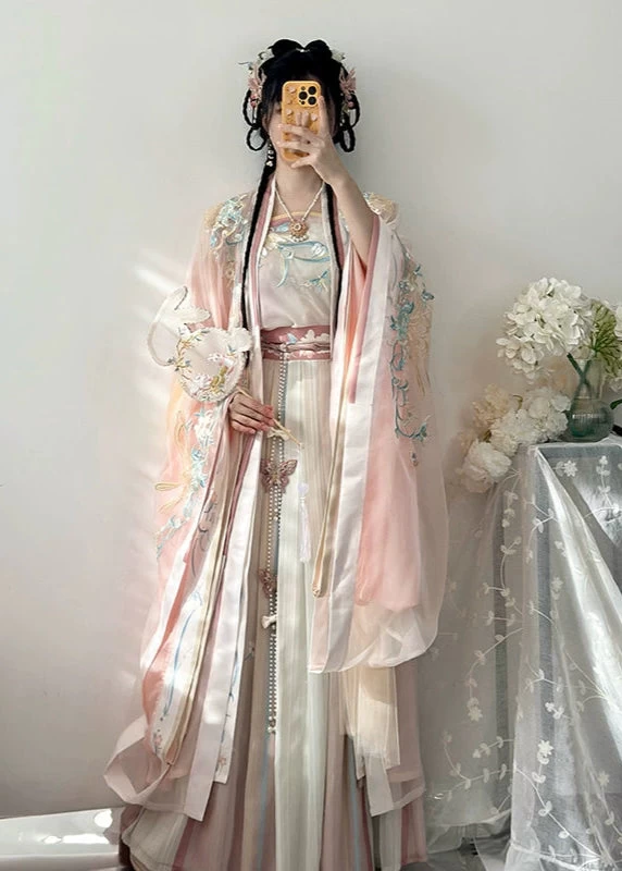 Women’s Plus Size Embroidered Chiffon 5-Piece Hanfu Set for Daily Wear | HANFUBAO