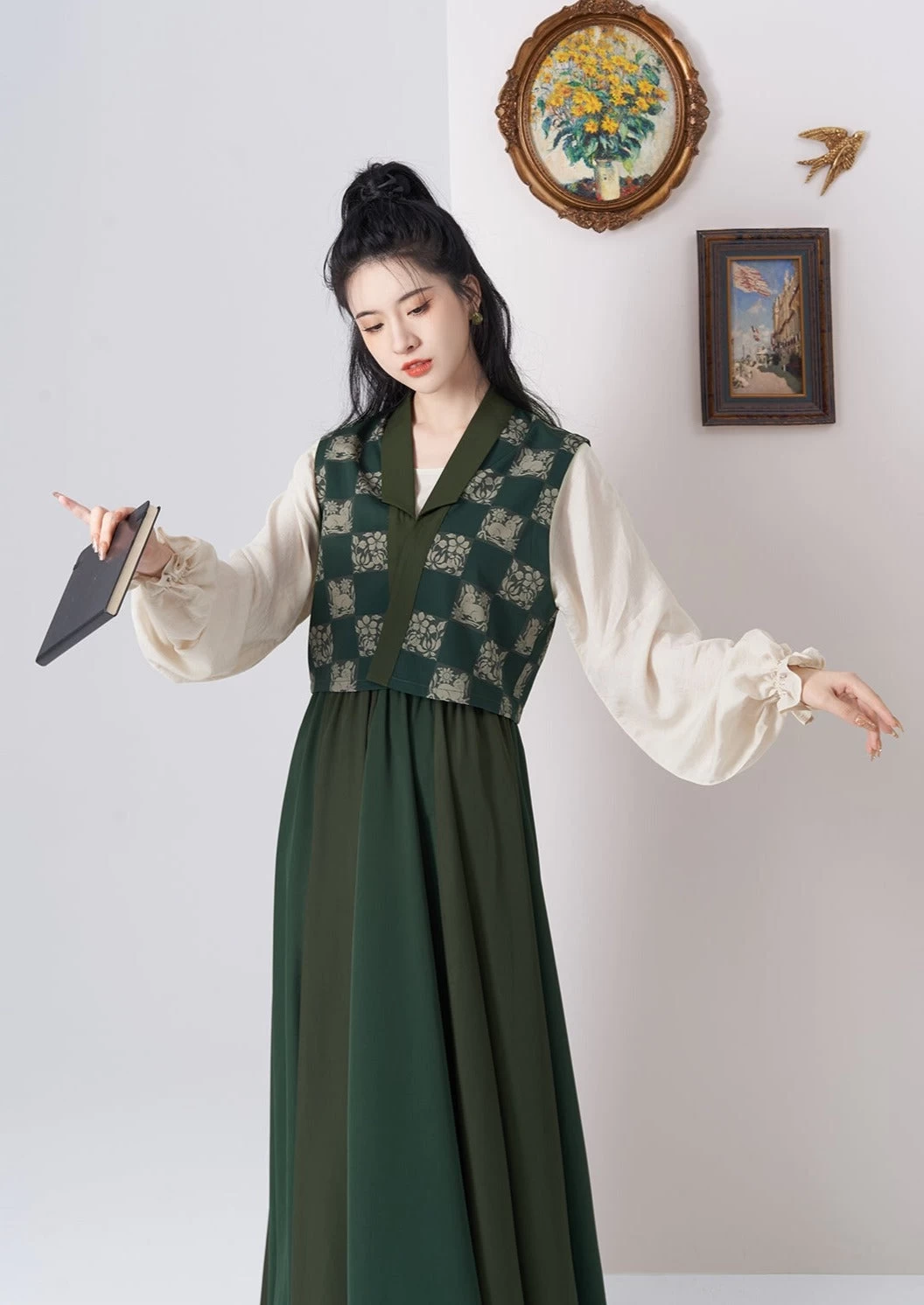 Unisex Modern 3-Piece Daily Hanfu Set, Lab Silk | HANFUBAO