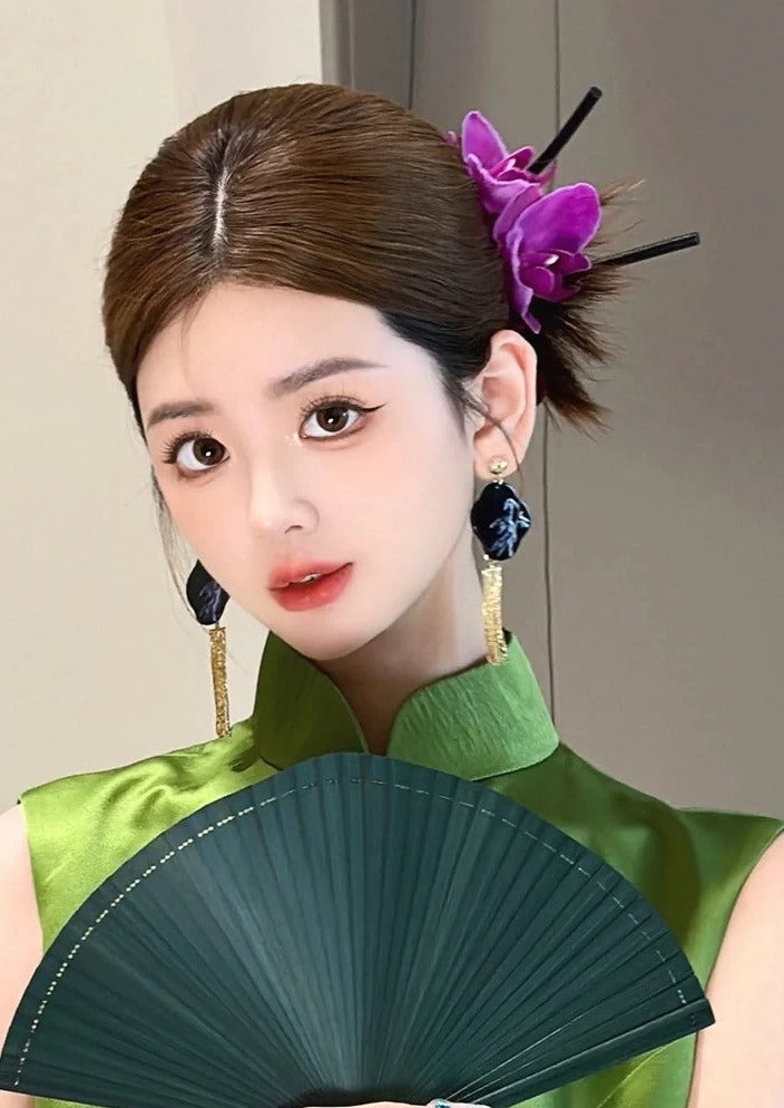 Women Bridal Hair Pieces Orchid Butterfly | HANFUBAO Alloy Gemstone Hanfu Wedding Accessory