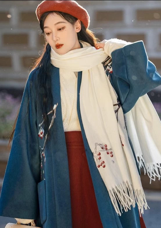 Unisex Modern Daily Hanfu Scarf 5-Color Ginkgo Print | HANFUBAO