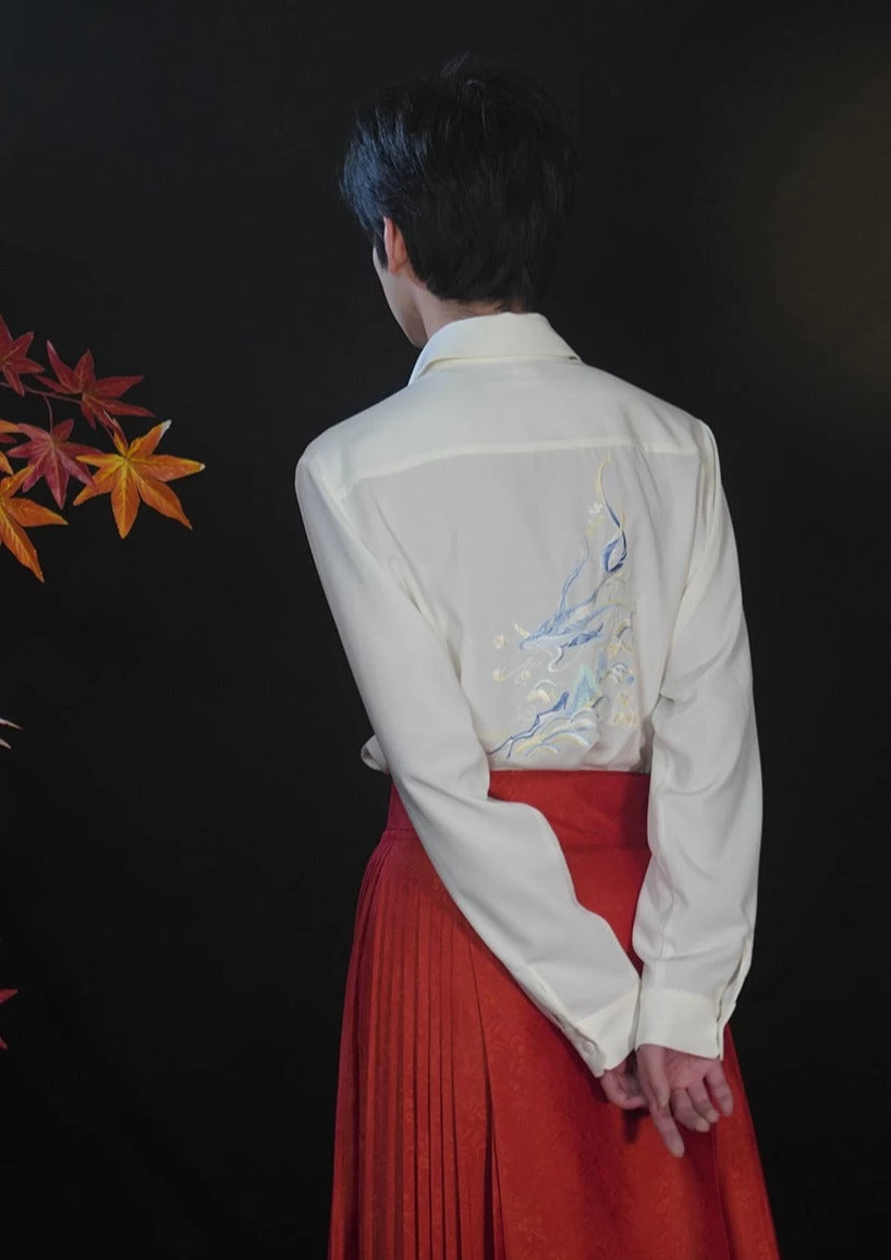 Unisex Modern Black Daily Hanfu Blouse, 100% Polyester, Plus Size | HANFUBAO