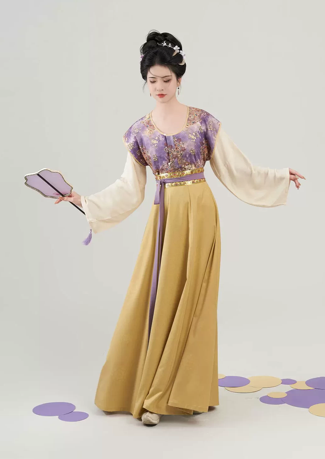 Women Modern Hanfu 3-Piece Set Taro Yolk Embroidery | HANFUBAO