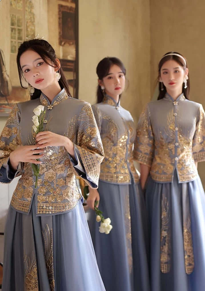 Women Chinese Hanfu Bridesmaid Dress Set  Plus Size| HANFUBAO