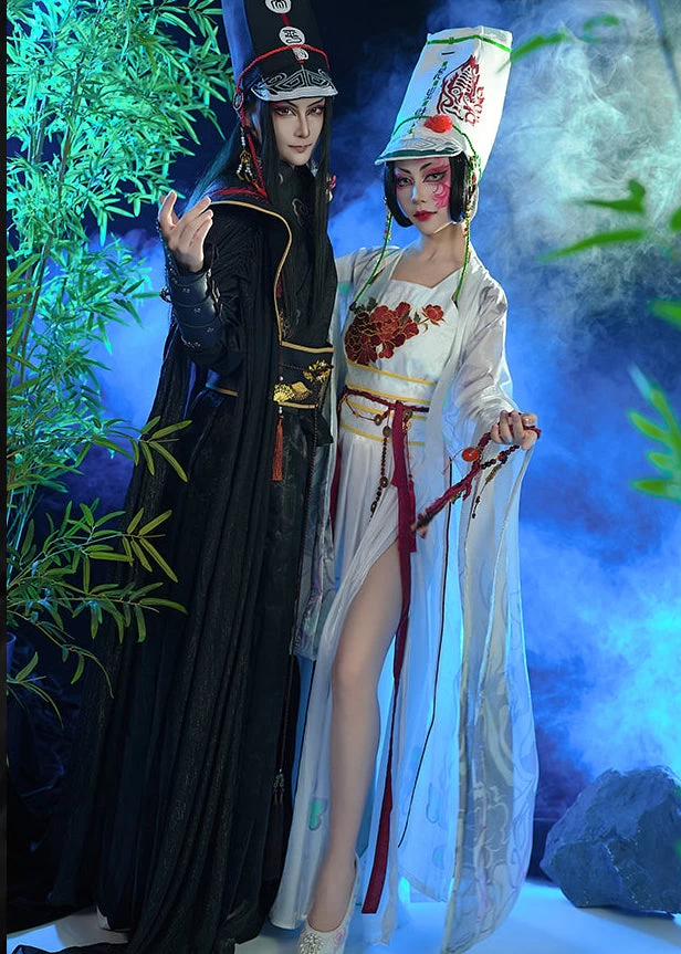 Unisex  Modern Hanfu 4-Piece Set Black & White | HANFUBAO