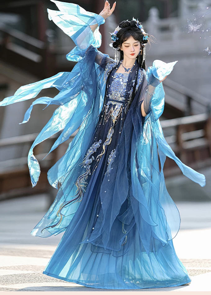 Women’s 5-Piece Dragon Embroidered Hanfu Set for Cosplay & Festivals | HANFUBAO