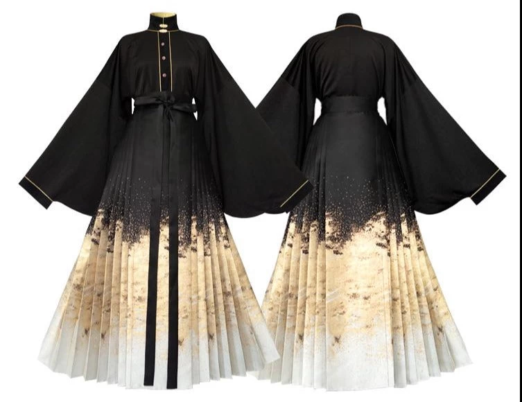 Women Modern Daily Hanfu Golden Ma Mian Skirt | HANFUBAO
