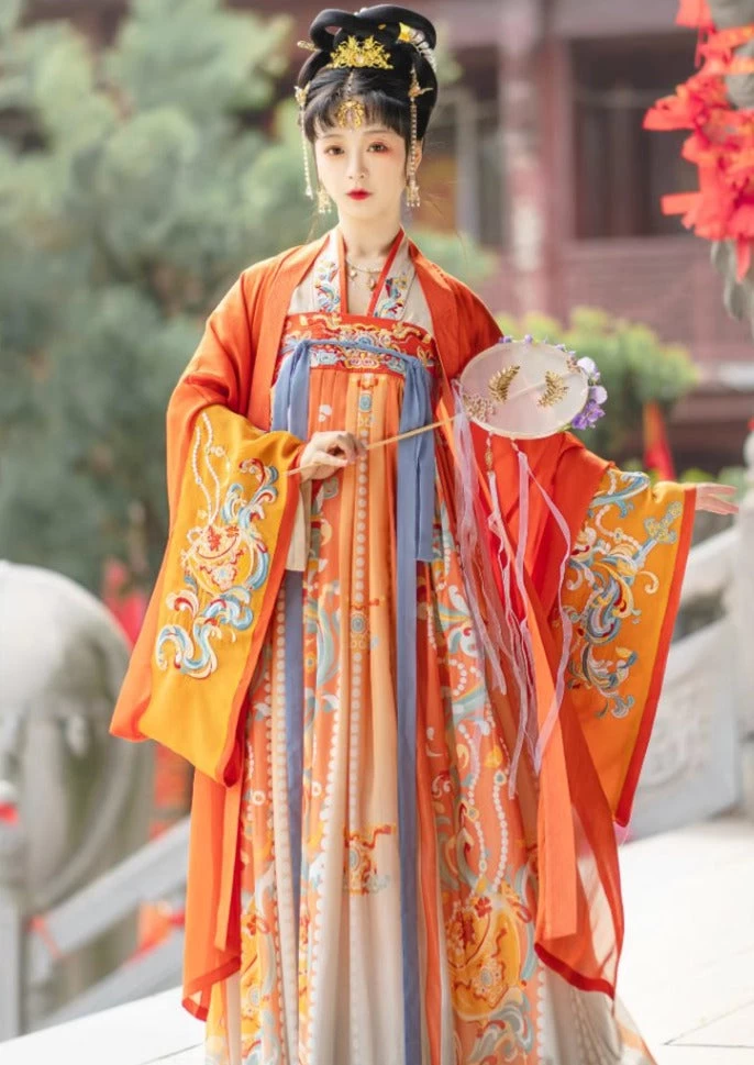 Women Modern Daily Hanfu Tang Chiffon Set Mountain Dream Pattern | HANFUBAO