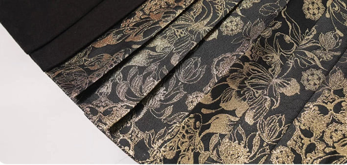 Women  Modern Hanfu 3-Piece Set Black Gold Floral Plus Size| HANFUBAO