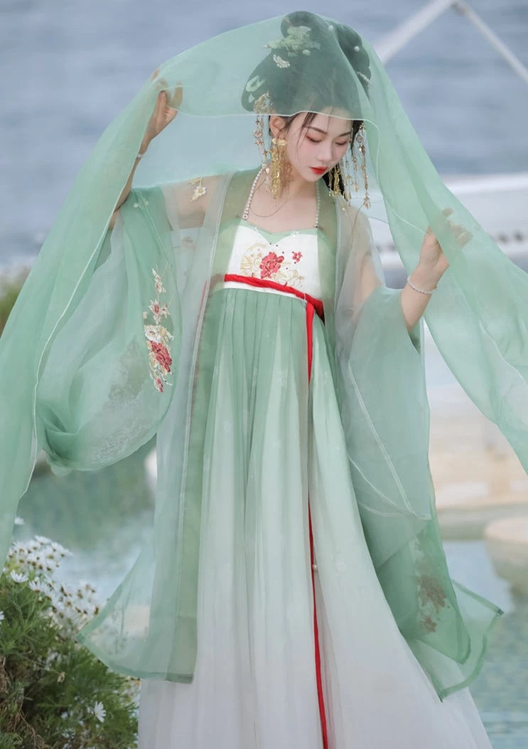 Women Modern Hanfu 3-Piece Set Pink Floral Embroidery | HANFUBAO