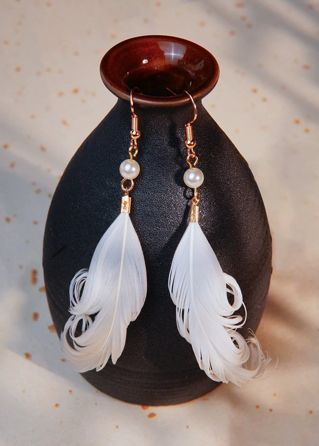 HANFUBAO | Women Shrink Plastic Hanfu Hair Clips Pair White Crane Floral Feather