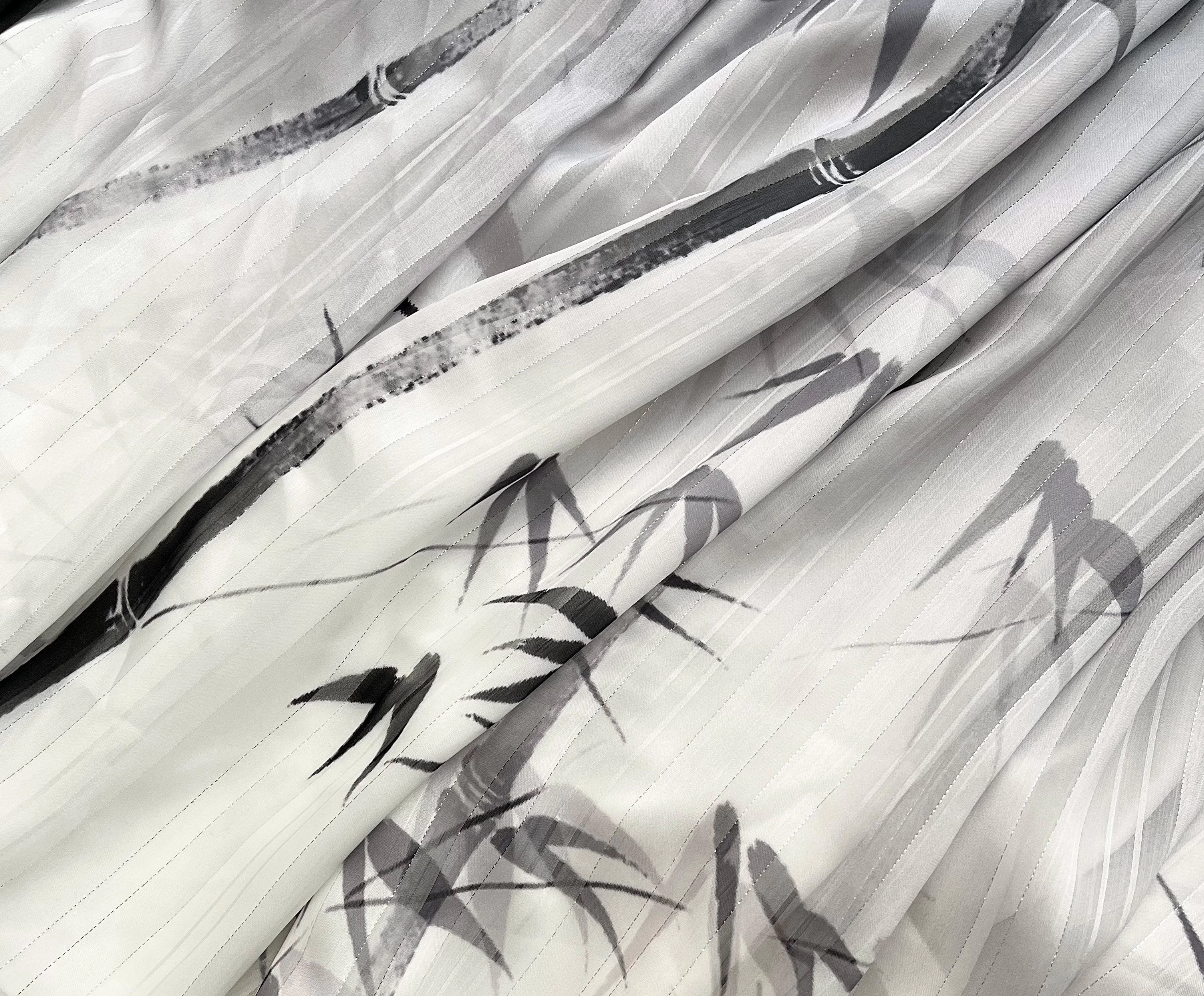 Unisex Modern Daily Hanfu Set Bamboo Pattern Black/White  | HANFUBAO