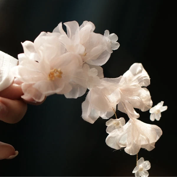 Ivory Yarn Gardenia Flower Hair Clip for Hanfu, 9cm| HANFUBAO