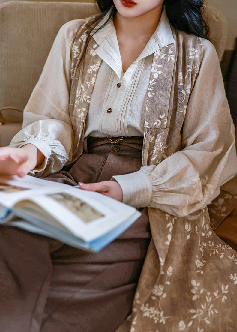 Women’s Modern 3-Piece Daily Hanfu Pants Set Rayon Linen Blend | HANFUBAO