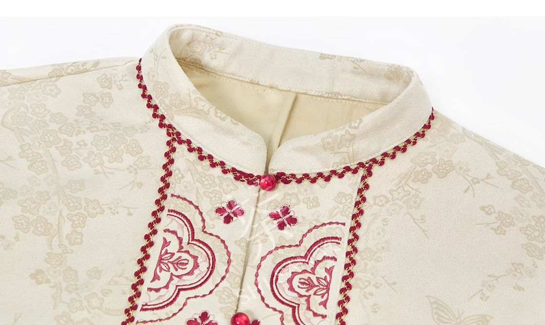 Women 3-Piece Dancing Flame New Year Hanfu Set Red Embroidered Plus Size | HANFUBAO