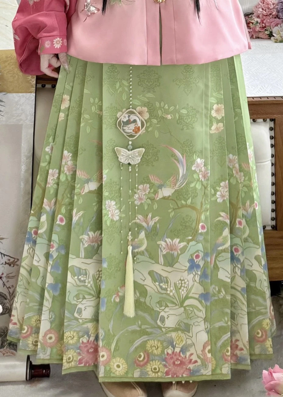 Women’s Plus Size Modern Daily Hanfu 3-Piece  Set Green | HANFUBAO