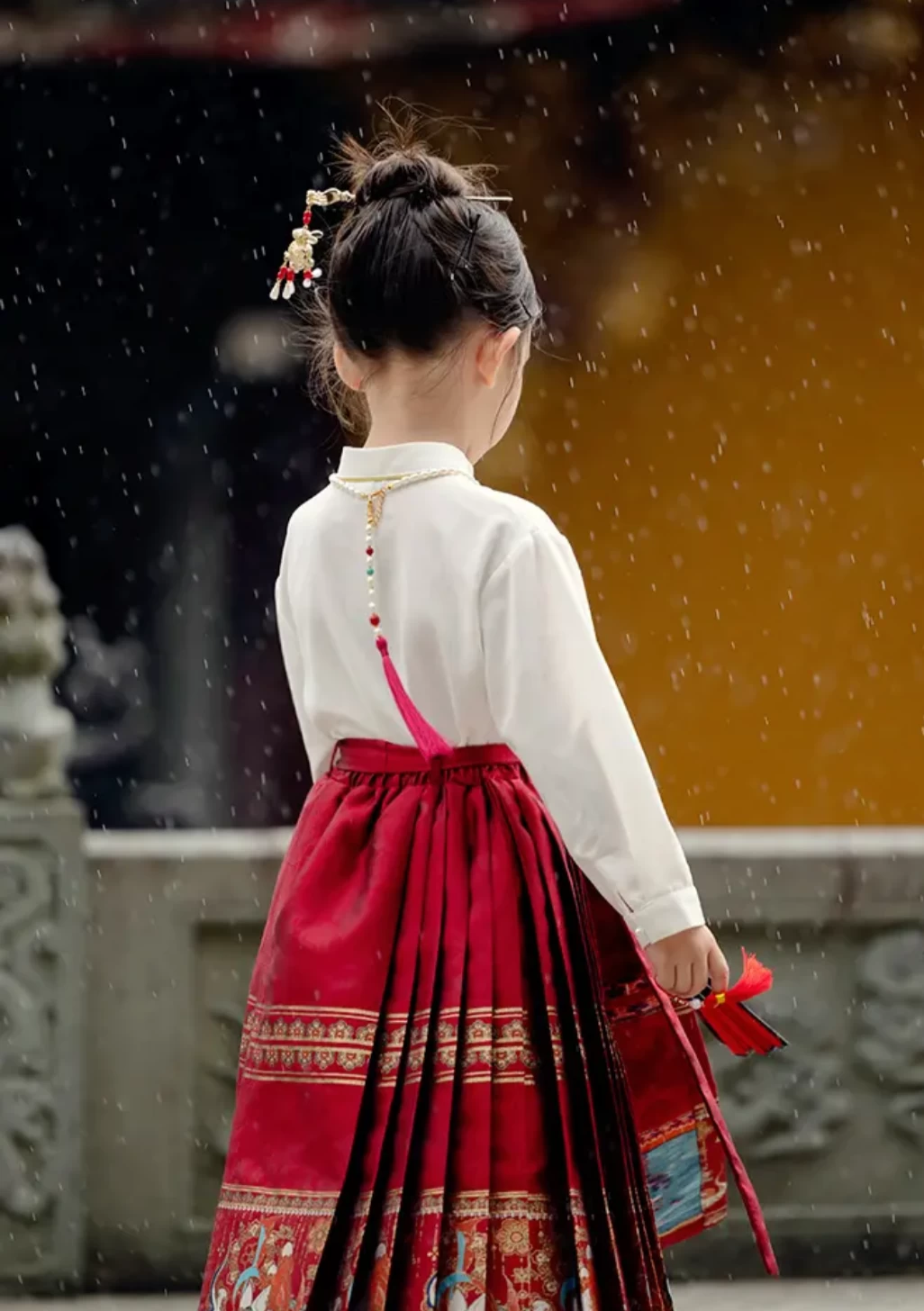 Girls Modern Daily Hanfu Set Rabbit Embroidery Cotton Blend | HANFUBAO