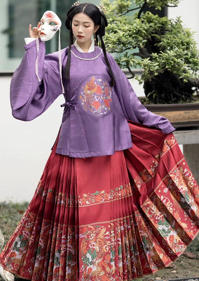 Women Ming Dynasty Hanfu Shirt Half Face Makeup Print Cotton Daily Wear | HANFUBAO
