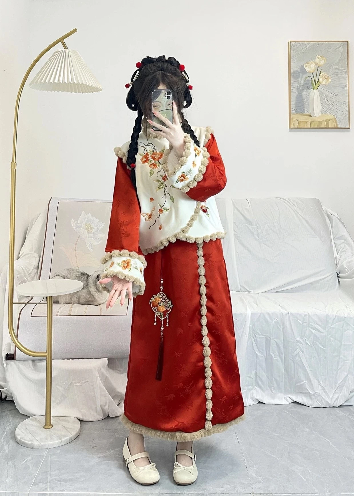 Women Modern Plus Size Hanfu Set Persimmon Pattern  | HANFUBAO