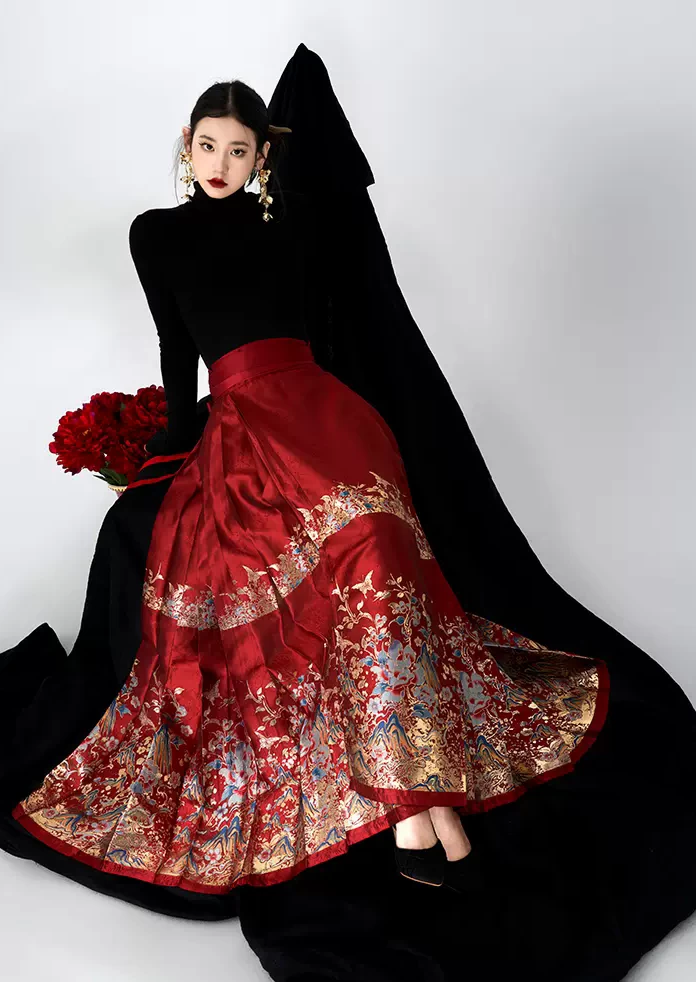 Women Modern Daily Hanfu Cotton Blend 2-Piece Mamian Skirt Set | HANFUBAO