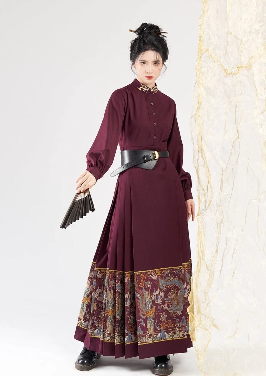 Women Modern Hanfu Dress Cloud Embroidery Daily Wear Plus Size | HANFUBAO