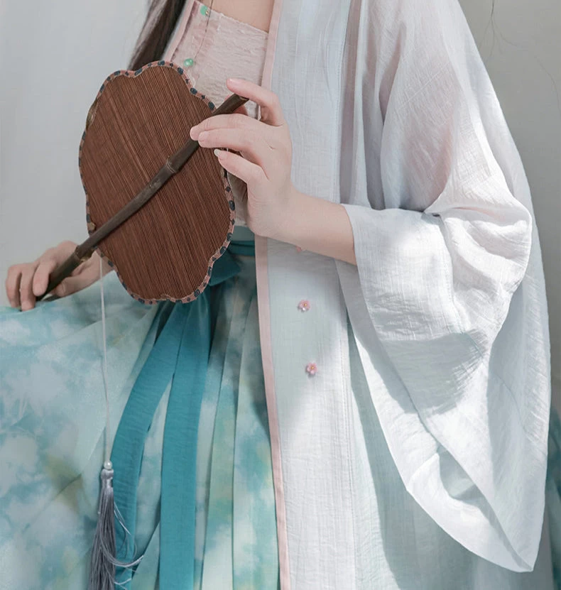 Women’s Lotus Print 4-Piece Daily Hanfu Set Tencel Blend| HANFUBAO