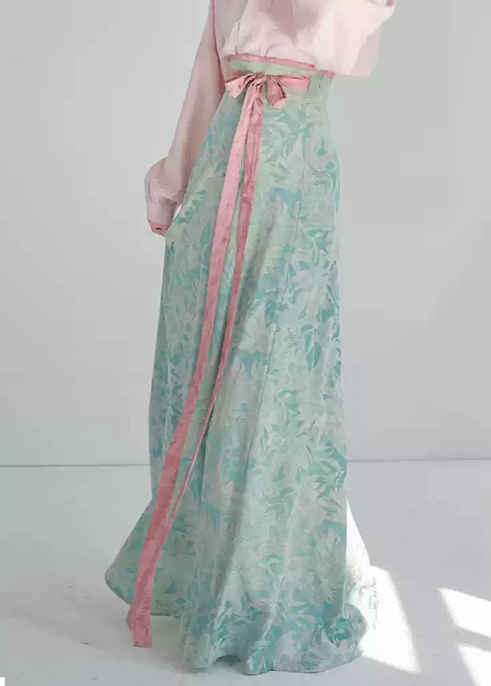 Women’s Daily Hanfu Satin Top & Skirt 7-Color Set | HANFUBAO