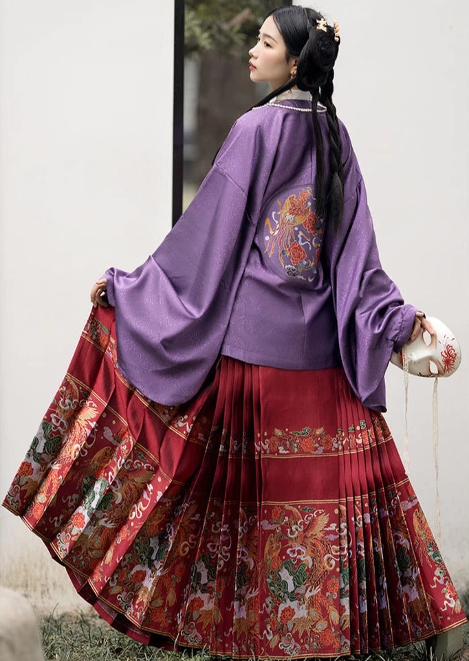 Women Ming Dynasty Ma Mian Skirt Half Cosmo Embroidered 6m Hemline| HANFUBAO