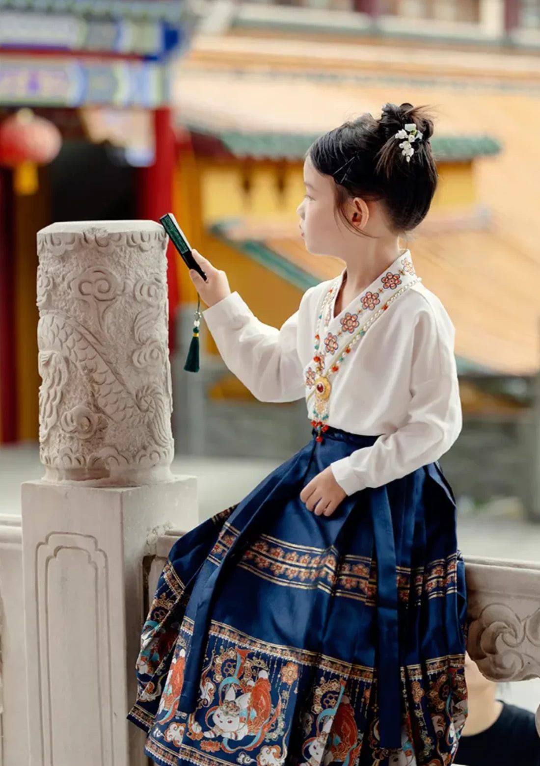 Girls Modern Daily Hanfu Set Rabbit Embroidery Cotton Blend | HANFUBAO