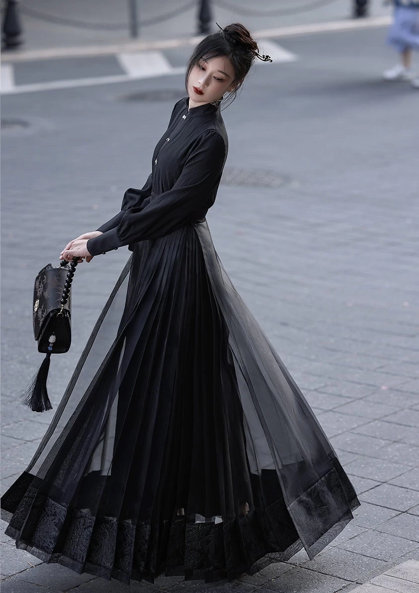 Women Modern Hanfu Blouse Black/White | HANFUBAO Lab Cotton Nylon Daily Wear