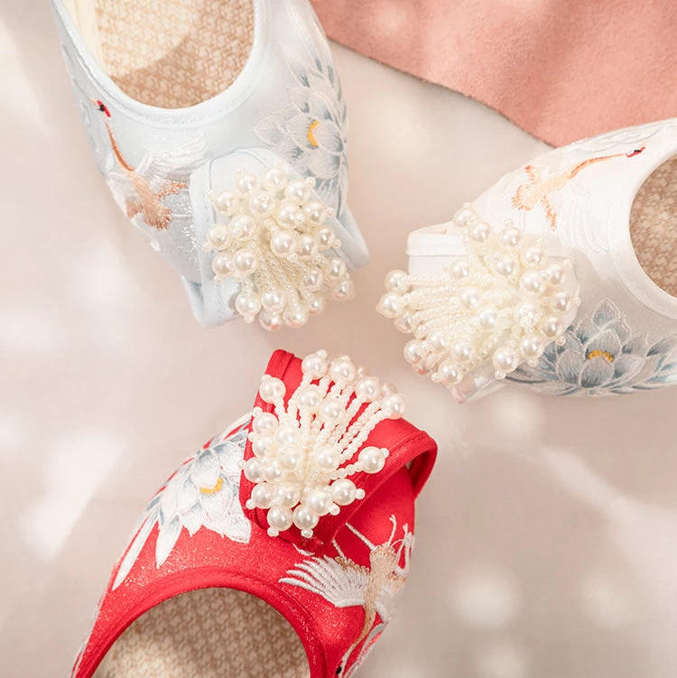 Women's Chinese Hanfu Style Floral Embroidered Canvas Shoes | HANFUBAO