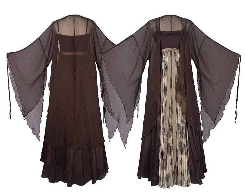 Women Modern Daily Hanfu 2-Piece Oakleaf Butterfly Cotton Set | HANFUBAO