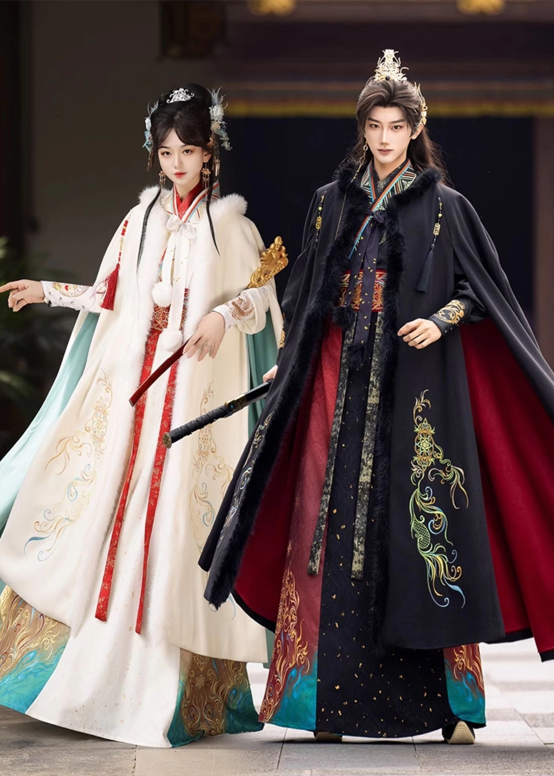 Unisex 6-Piece Song Dynasty Daily Hanfu Couple Set, Day/Night Plus Size | HANFUBAO