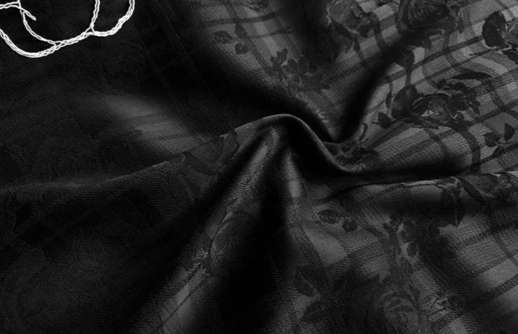 Women’s Acetate Jacquard Black Rose Qipao Dress, High Slit| HANFUBAO