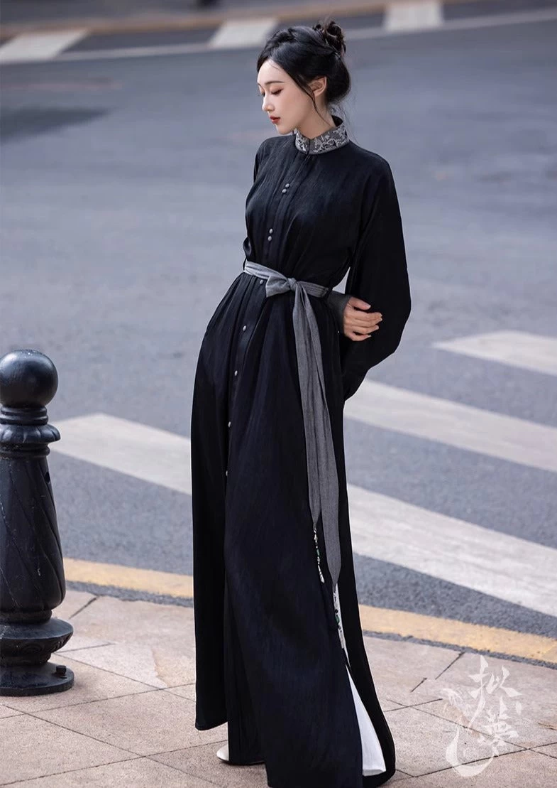 Women's Modern One-Piece Hanfu Dress, Coastal Tide Print, Plus Size | HANFUBAO