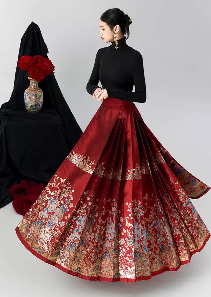 Women Modern Daily Hanfu Cotton Blend 2-Piece Mamian Skirt Set | HANFUBAO