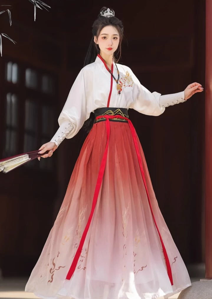 Unisex 5-Piece Song Dynasty Hanfu Set Flame Embroidery| HANFUBAO