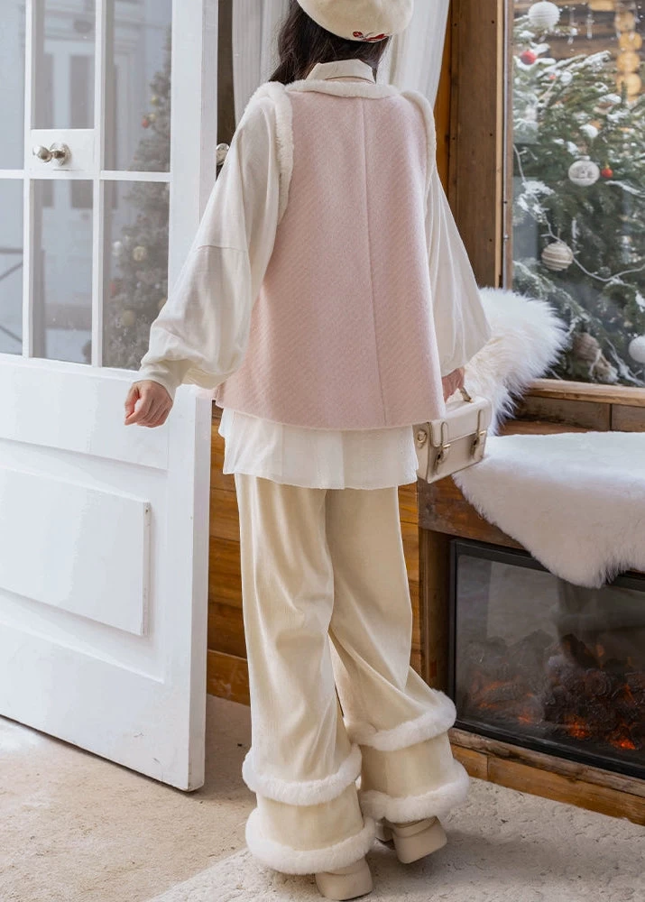 Women’s Linen-Blend Modern Daily Hanfu 3-Piece Set Snowy Plush | HANFUBAO