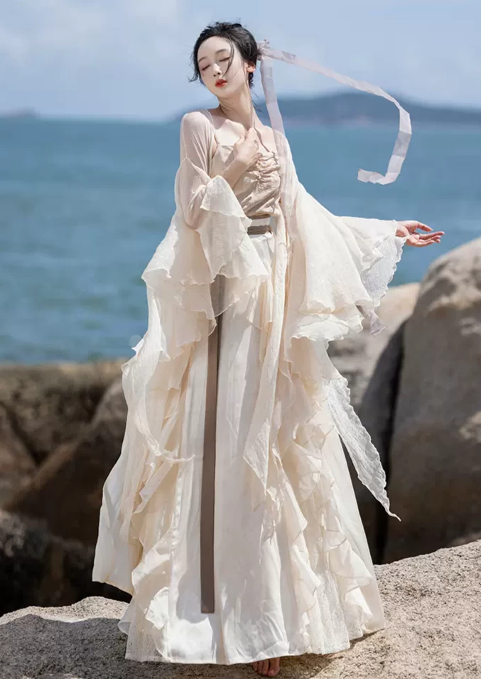 Women Modern 3-Piece Daily Hanfu Set  Skirt Outfit | HANFUBAO