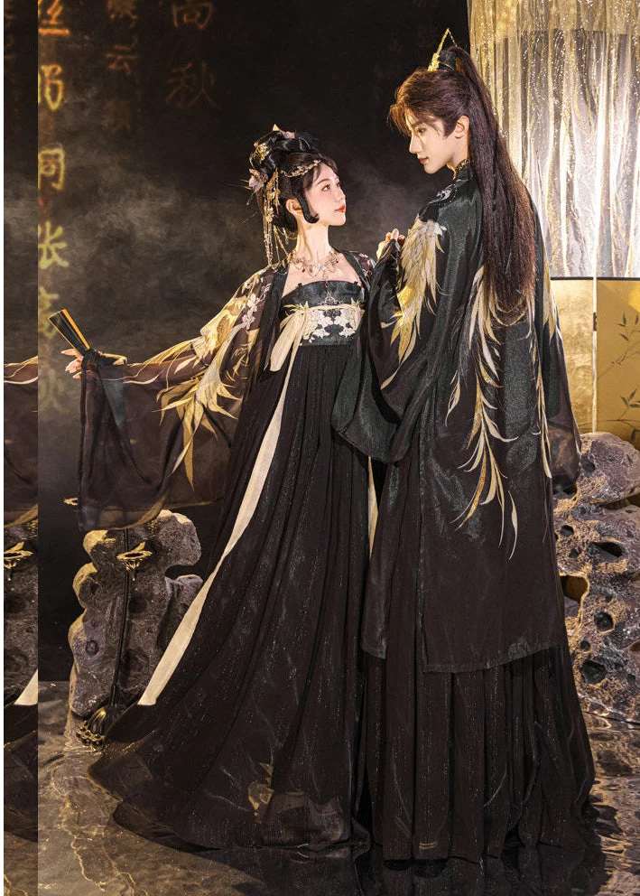 Unisex Plus Size Chiffon Couple Hanfu 2-Piece Set for Festivals| HANFUBAO