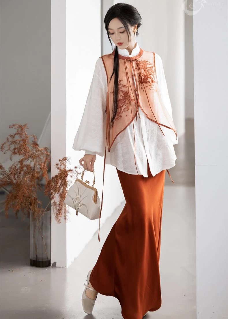 Women's Modern 3-Piece Qipao Set Dream Koi Print | HANFUBAO